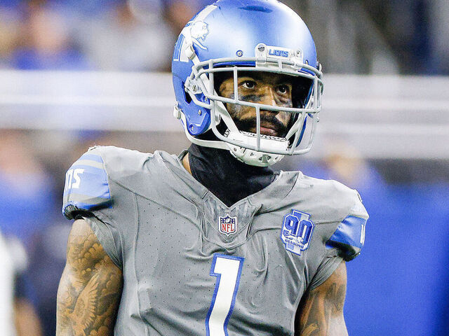 DETROIT, MICHIGAN - JANUARY 07: Cameron Sutton #1 of the Detroit Lions looks on during the second half of a game against the Minnesota Vikings at Ford Field on January 07, 2024 in Detroit, Michigan.