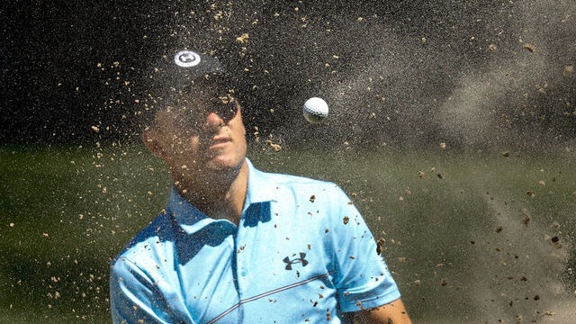 PALM HARBOR, FLORIDA - MARCH 20: Detailed shot of the ball hit by Jordan Spieth of the United States from the bunker on the fourth green prior to the Valspar Championship at Copperhead Course at Innisbrook Resort and Golf Club on March 20, 2024 in Palm Harbor, Florida.