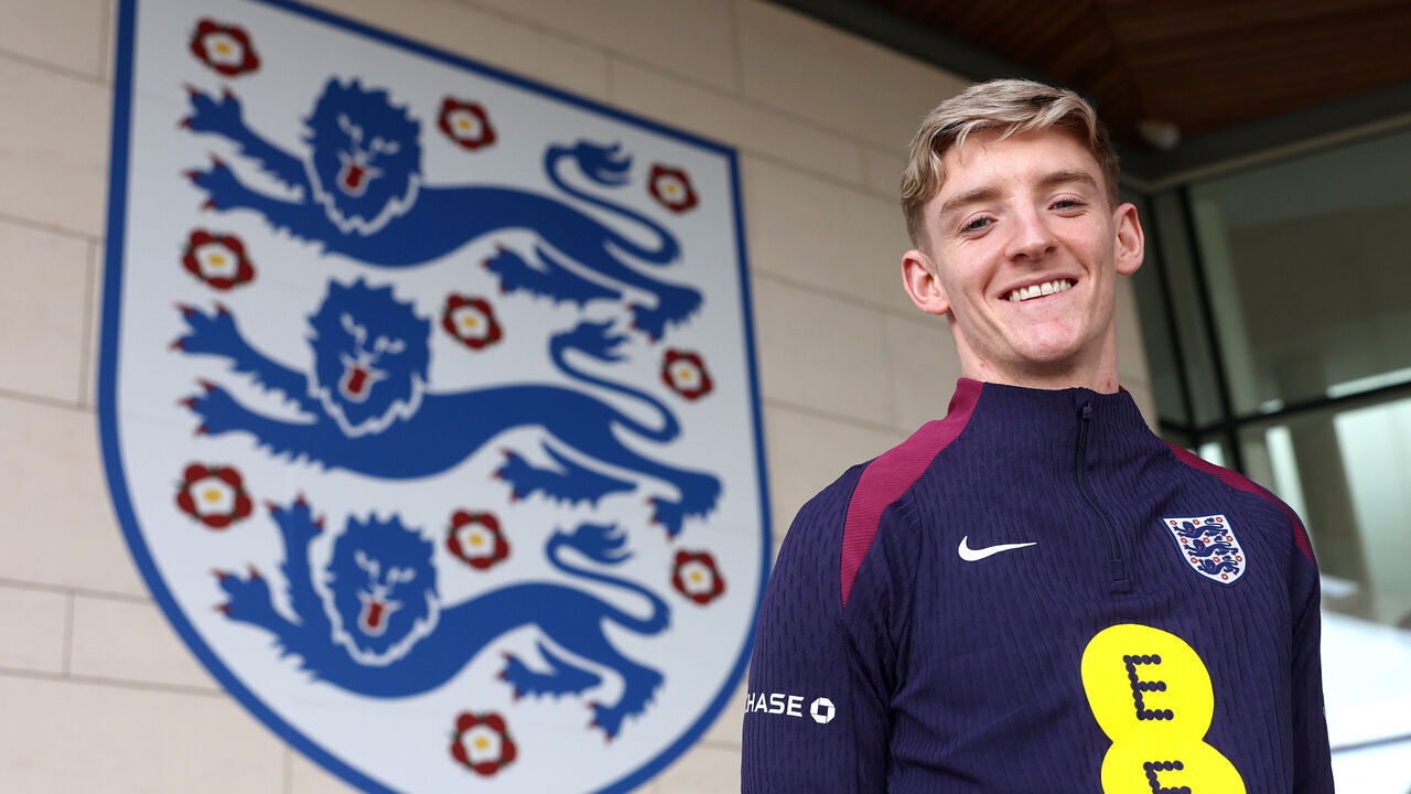 BURTON UPON TRENT, ENGLAND - MARCH 19: Anthony Gordon of England poses for a photo at St George's Park on March 19, 2024 in Burton upon Trent, England.
