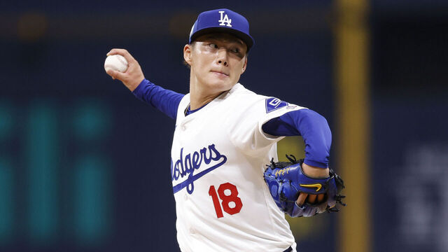SEOUL, SOUTH KOREA - MARCH 21: Yoshinobu Yamamoto #18 of the Los Angeles Dodgers pitches during the 2024 Seoul Series game between the San Diego Padres and the Los Angeles Dodgers at Gocheok Sky Dome on Thursday, March 21, 2024 in Seoul, California.