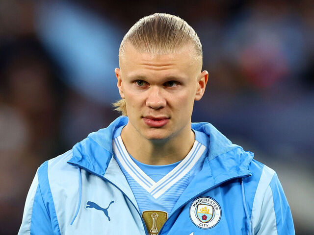 MANCHESTER, ENGLAND - MARCH 16: Erling Haaland of Manchester City looks on during the Emirates FA Cup Quarter Final match between Manchester City and Newcastle United at Etihad Stadium on March 16, 2024 in Manchester, England.