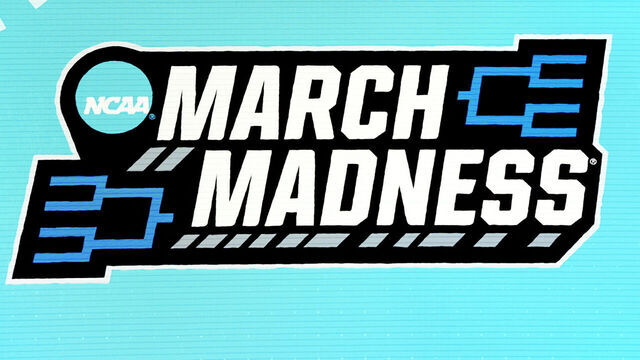 INDIANAPOLIS, IN - MARCH 21: The March Madness logo is shown on the the scoreboard during NCAA Men's Basketball Tournament - Practice Day at Gainbridge Fieldhouse on March 21, 2024 in Indianapolis, Indiana.