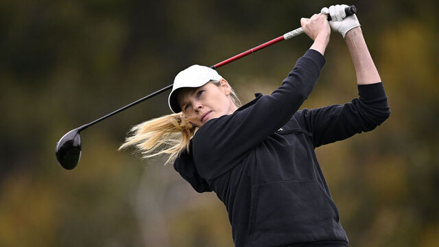 PALOS VERDES ESTATES, CALIFORNIA - MARCH 21: Maude-Aimee Leblanc of Canada hits her tee shot on the 12th hole during the first round of the FIR HILLS SERI PAK Championship at Palos Verdes Golf Club on March 21, 2024 in Palos Verdes Estates, California.