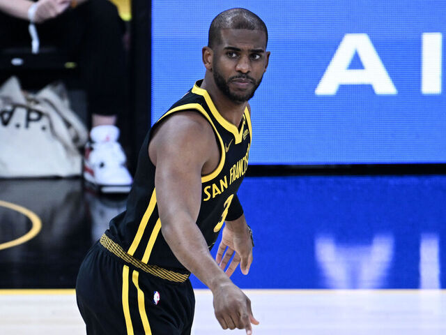 SAN FRANCISCO, CA - MARCH 22: Chris Paul (3) of Golden State Warriors in action during NBA game between Indiana Pacers and Golden State Warriors at Chase Center on March 22, 2024 in San Francisco, California, United States.