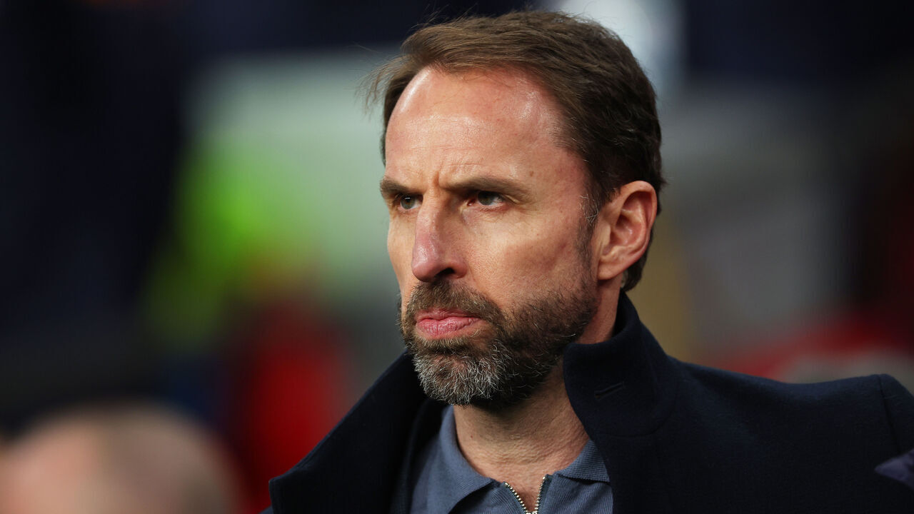 LONDON, ENGLAND - MARCH 23: Gareth Southgate, Manager of England men's senior team, looks on during the international friendly match between England and Brazil at Wembley Stadium on March 23, 2024 in London, England.