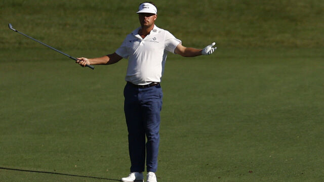 PALM HARBOR, FLORIDA - MARCH 23: Keith Mitchell of the United States reacts after an eagle on the 18th hole during the third round of the Valspar Championship at Copperhead Course at Innisbrook Resort and Golf Club on March 23, 2024 in Palm Harbor, Florida.