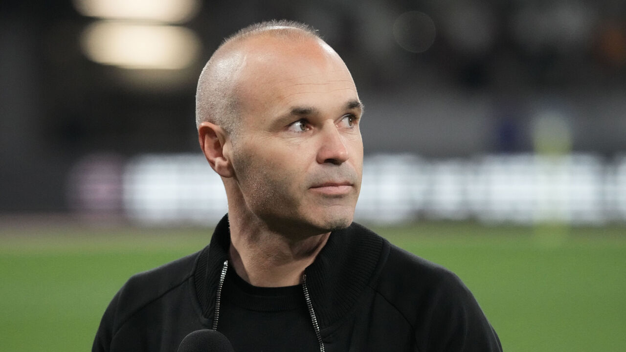 TOKYO, JAPAN - FEBRUARY 07: Andres Iniesta of looks on prior to the preseason friendly match between Vissel Kobe and Inter Miami at National Stadium on February 07, 2024 in Tokyo, Japan.