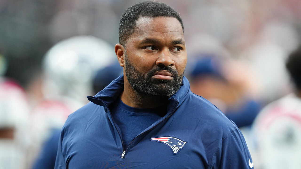 LAS VEGAS, NEVADA - OCTOBER 15: Linebackers coach Jerod Mayo of the New England Patriots looks on before a game against the Las Vegas Raiders at Allegiant Stadium on October 15, 2023 in Las Vegas, Nevada.