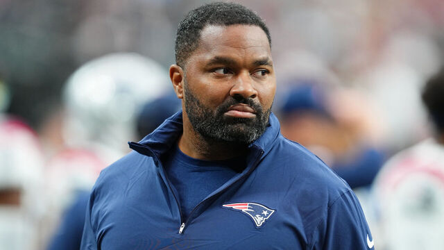 LAS VEGAS, NEVADA - OCTOBER 15: Linebackers coach Jerod Mayo of the New England Patriots looks on before a game against the Las Vegas Raiders at Allegiant Stadium on October 15, 2023 in Las Vegas, Nevada.