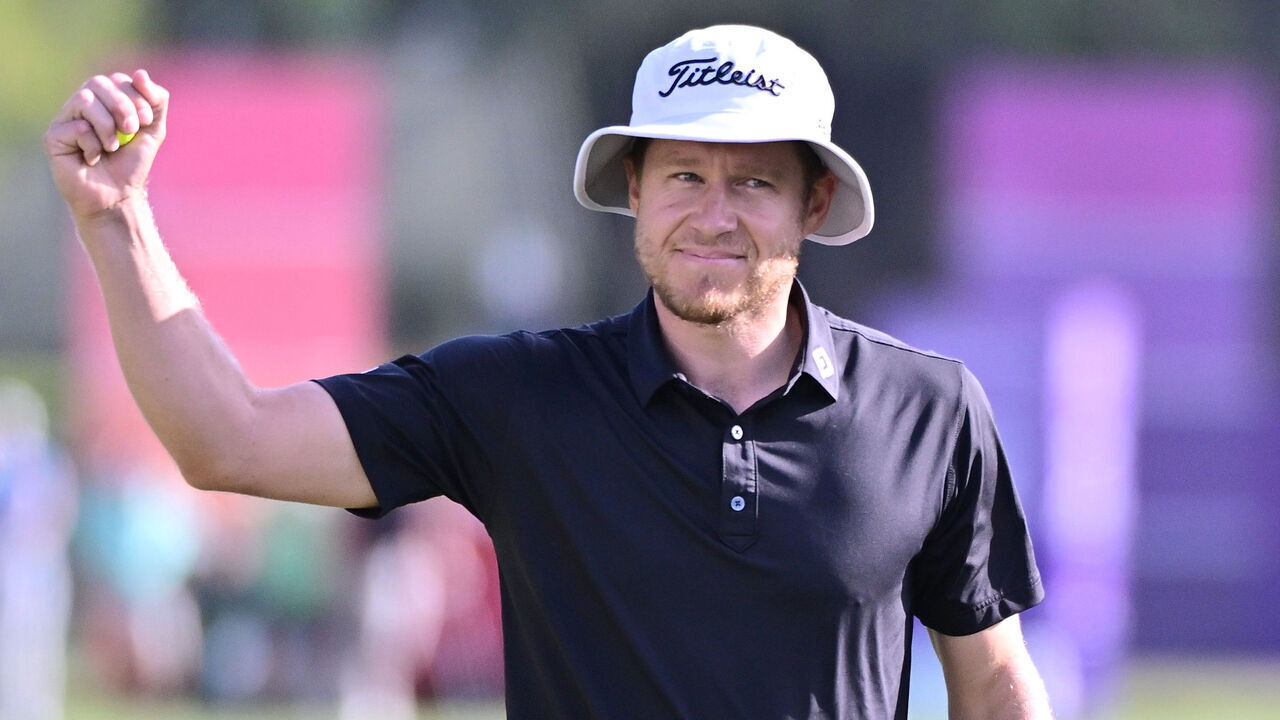 PALM HARBOR, FLORIDA - MARCH 24: Peter Malnati of the United States reacts after his birdie putt on the 17th green during the final round of the Valspar Championship at Copperhead Course at Innisbrook Resort and Golf Club on March 24, 2024 in Palm Harbor, Florida.