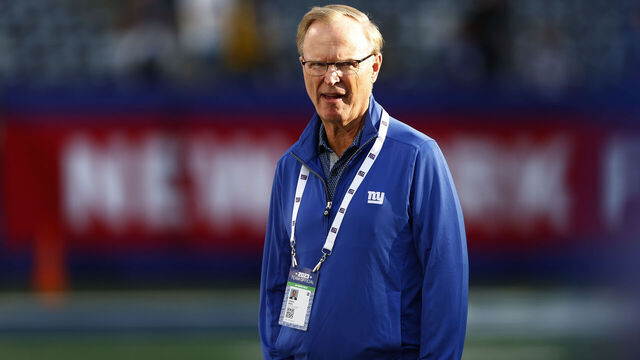 EAST RUTHERFORD, NEW JERSEY - AUGUST 18: John K. Mara, owner and CEO of the New York Giants looks on before pre-season football game against the Carolina Panthers at MetLife Stadium on August 18, 2023 in East Rutherford, New Jersey.