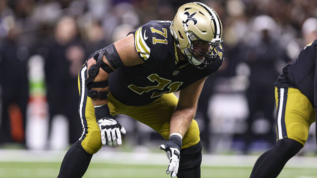 NEW ORLEANS, LA - DECEMBER 10: Ryan Ramczyk #71 of the New Orleans Saints lines up during an NFL football game against the Carolina Panthers at Caesars Superdome on December 10, 2023 in New Orleans, LA.