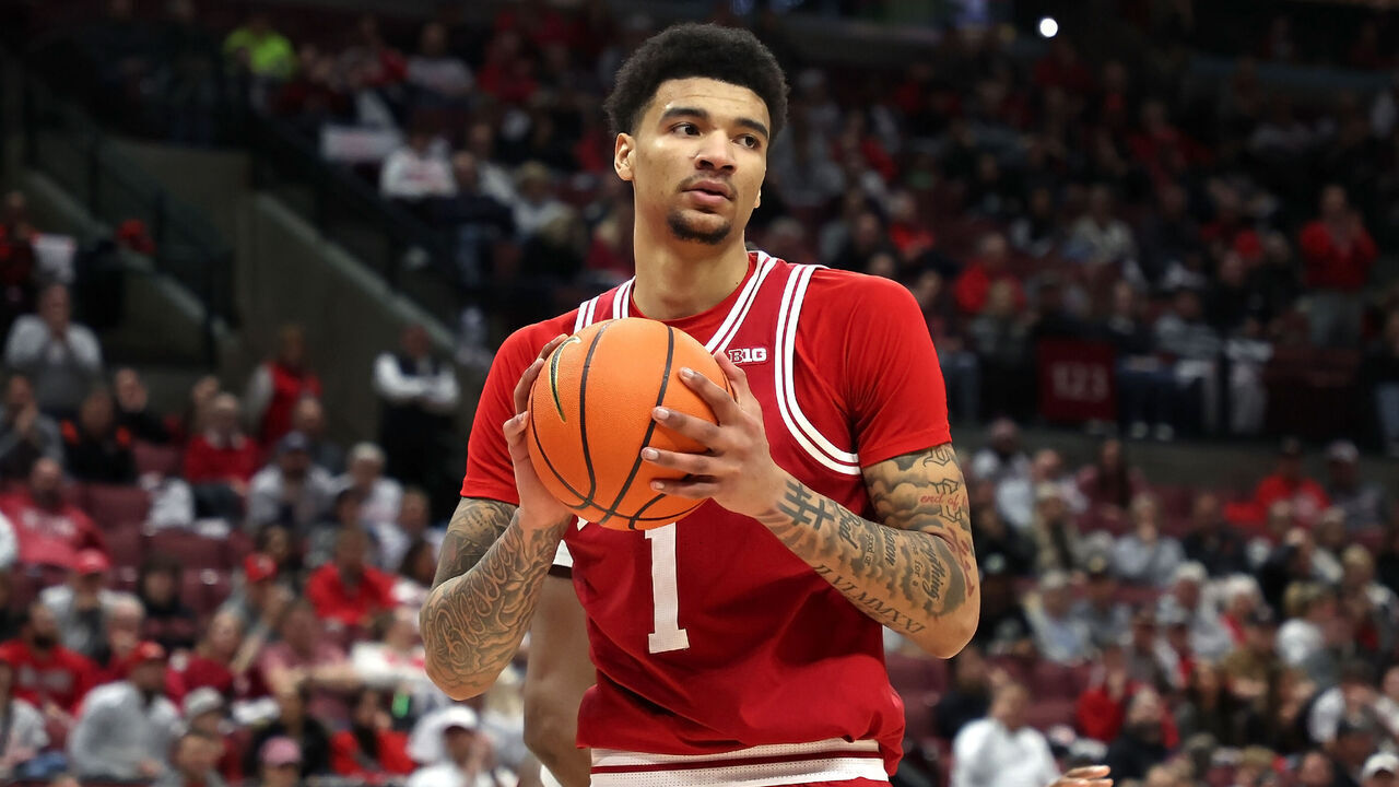 COLUMBUS, OHIO - FEBRUARY 6: Kelel Ware #1 of the Indiana Hoosiers stands on the court during the game against the Ohio State Buckeyes at Value City Arena on February 6, 2024 in Columbus, Ohio. Indiana defeated Ohio State 76-73.