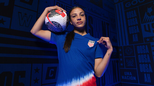 LOS ANGELES, CALIFORNIA - FEBRUARY 13: Mallory Swanson poses during a USWNT portrait studio session on February 13, 2024 in Los Angeles, California.