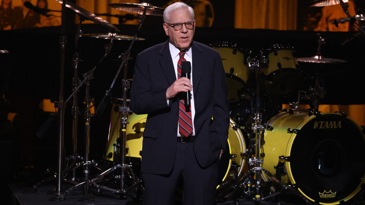 WASHINGTON, DC - MARCH 20: David Rubenstein speaks during the 2024 Gershwin Prize for Popular Song presentation to Elton John and Bernie Taupin by the Library of Congress at DAR Constitution Hall on March 20, 2024 in Washington, DC.