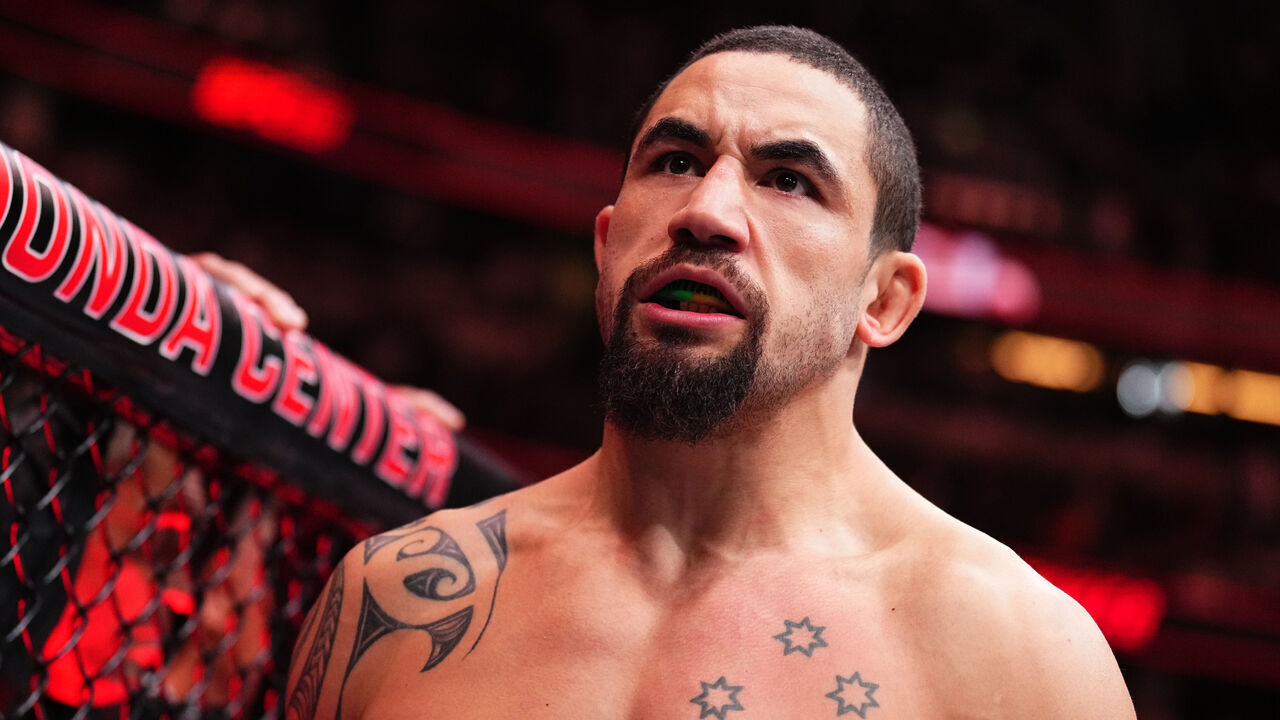 ANAHEIM, CALIFORNIA - FEBRUARY 17: Robert Whittaker of New Zealand prepares to face Paulo Costa of Brazil in a middleweight fight during the UFC 298 event at Honda Center on February 17, 2024 in Anaheim, California.