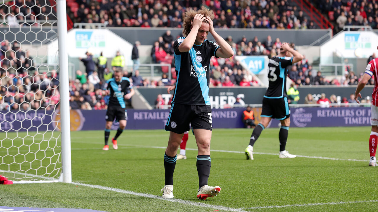 BRISTOL, ENGLAND - MARCH 29: Wout Faes of Leicester City during the Sky Bet Championship match between Bristol City and Leicester City at Ashton Gate on March 29, 2024 in Bristol, United Kingdom.