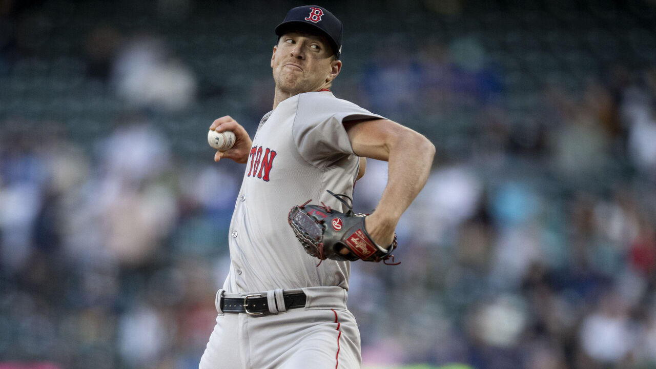 SEATTLE, WASHINGTON - MARCH 29: Nick Pivetta #37 of the Boston Red Sox pitches during the first inning of a game against the Seattle Mariners at T-Mobile Park on March 29, 2024 in Seattle, Washington.
