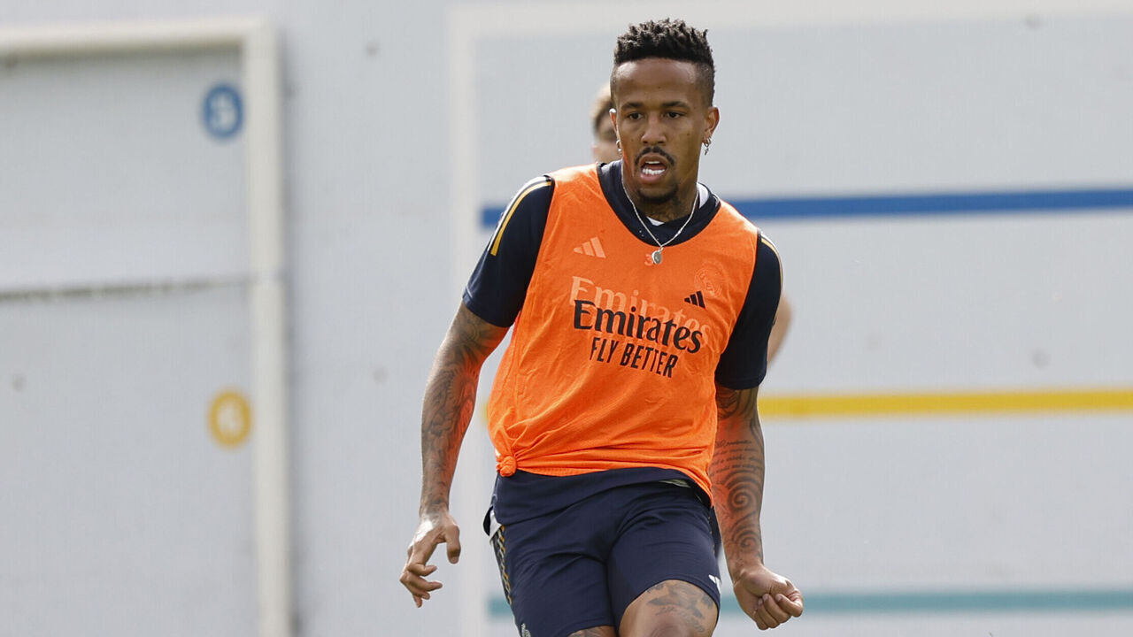 MADRID, SPAIN - MARCH 22: Éder Militao player of Real Madrid is training at Valdebebas training ground on March 22, 2024 in Madrid, Spain.