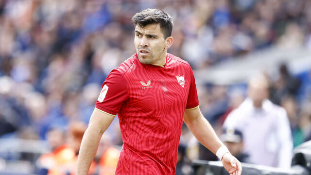 GETAFE, SPAIN - MARCH 30: Marcos Acuna of Sevilla FC looks on ahead of the Spanish League, LaLiga EA Sports, football match played between Getafe CF and Sevilla FC at Coliseum de Getafe stadium on March 30, 2024, in Getafe, Madrid, Spain.