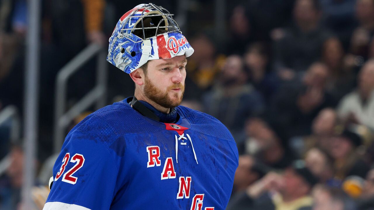 BOSTON, MASSACHUSETTS - MARCH 21: Jonathan Quick #32 of the New York Rangers tends goal against the Boston Bruins during the first period at the TD Garden on March 21, 2024 in Boston, Massachusetts.