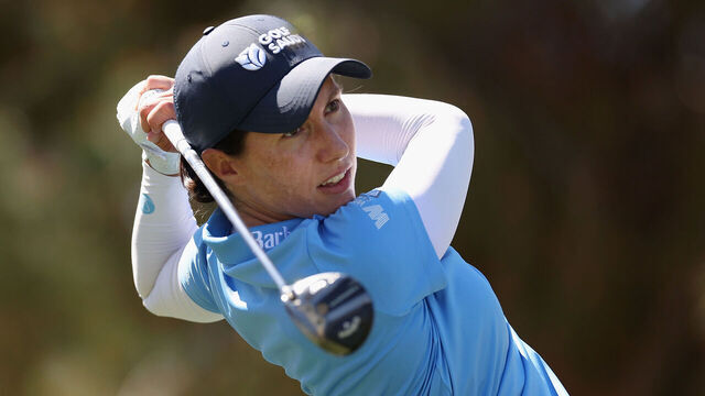 PHOENIX, ARIZONA - MARCH 29: Carlota Ciganda of Spain plays a tee shot on the 11th hole during the second round of the Ford Championship presented by KCC at Seville Golf and Country Club on March 29, 2024 in Phoenix, Arizona.