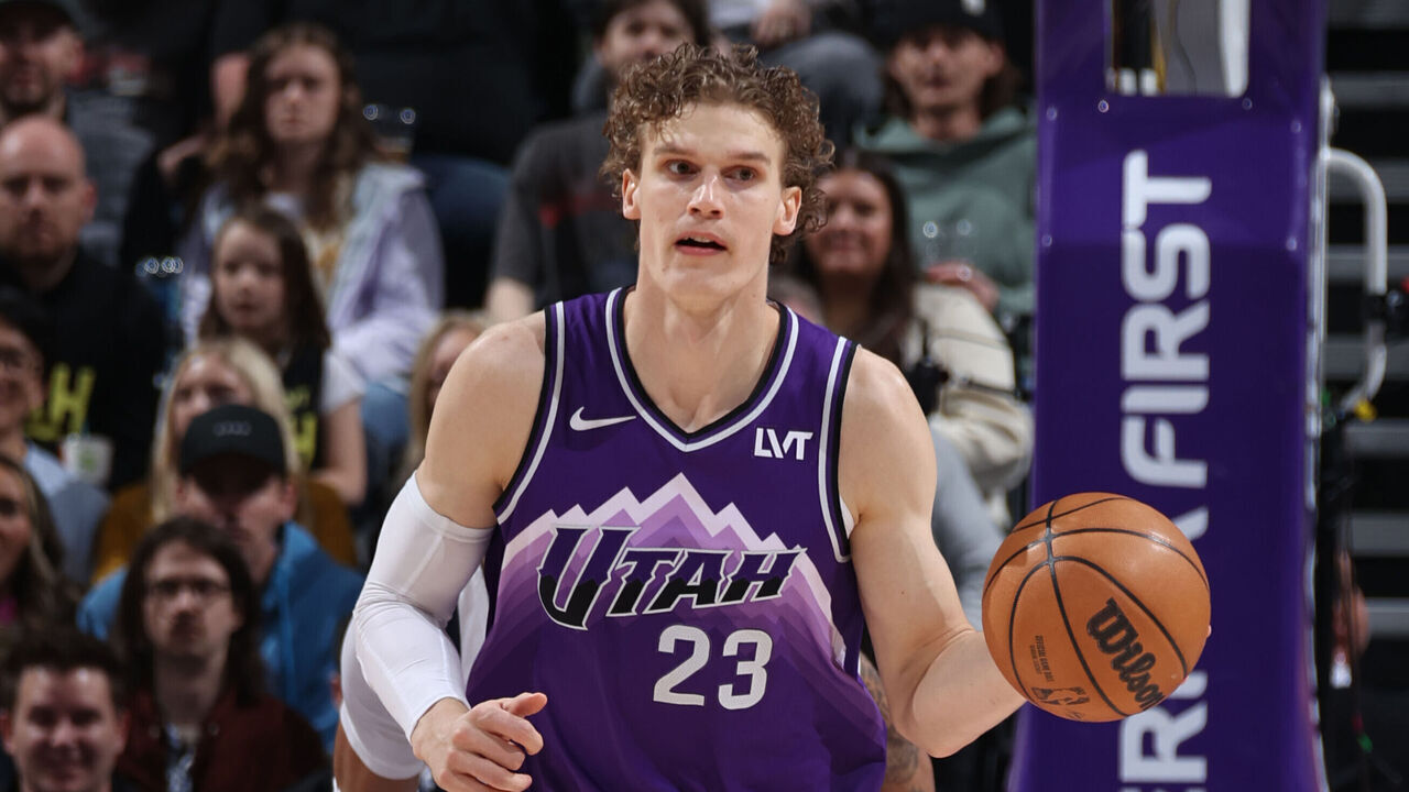 SALT LAKE CITY, UT - MARCH 25: Lauri Markkanen #23 of the Utah Jazz dribbles the ball during the game against the Dallas Mavericks on March 25, 2024 at Delta Center in Salt Lake City, Utah. Mandatory Copyright Notice: Copyright 2024 NBAE