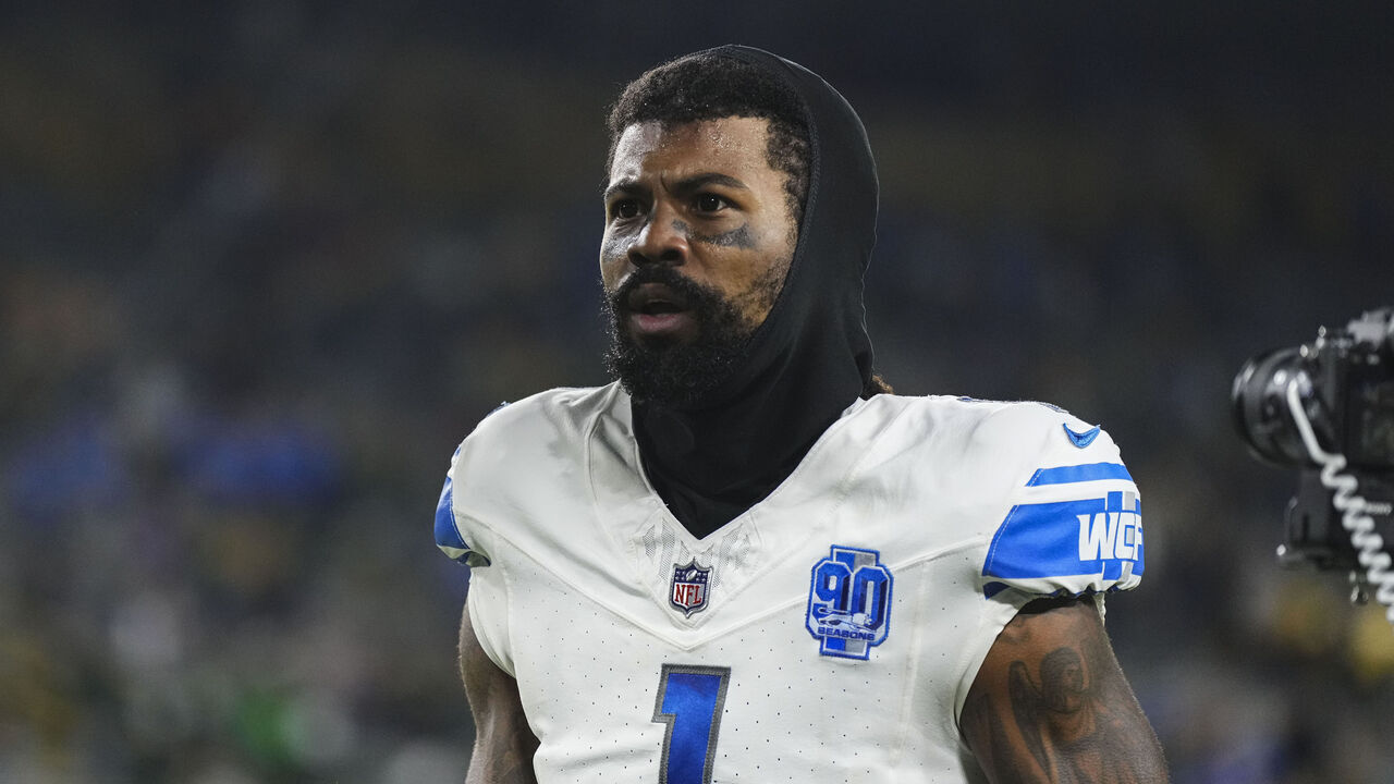 GREEN BAY, WI - SEPTEMBER 28: Cameron Sutton #1 of the Detroit Lions walks off of the field after at Lambeau Field on September 28, 2023 in Green Bay, Wisconsin.