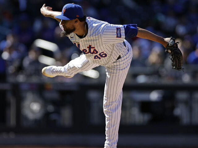 NEW YORK, NY - MARCH 31: Yohan Ramirez #46 of the New York Mets pitches against the Milwaukee Brewers during the fifth inning at Citi Field on March 31, 2024 in New York City.