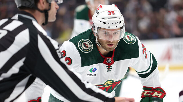 ANAHEIM, CALIFORNIA - MARCH 19: Ryan Hartman #38 of the Minnesota Wild looks on during the second period of a game against the Anaheim Ducks at Honda Center on March 19, 2024 in Anaheim, California.