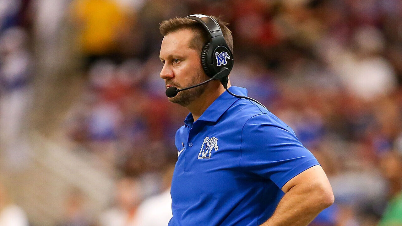 ST LOUIS, MISSOURI - SEPTEMBER 23: Memphis head coach Ryan Silverfield watches from the sidelinesduring the first half against the Missouri Tigers at The Dome at Americas Center on September 23, 2023 in St Louis, Missouri.