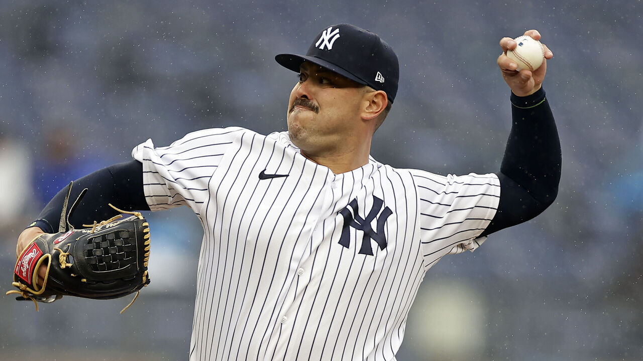 NEW YORK, NY - SEPTEMBER 25: Nick Ramirez #63 of the New York Yankees pitches against the Arizona Diamondbacks during the seventh inning at Yankee Stadium on September 25, 2023 in New York City.