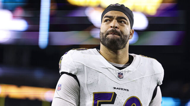 JACKSONVILLE, FL - DECEMBER 17: Kyle Van Noy #50 of the Baltimore Ravens walks off the field during an NFL football game against the Jacksonville Jaguars at EverBank Stadium on December 17, 2023 in Jacksonville, Florida.