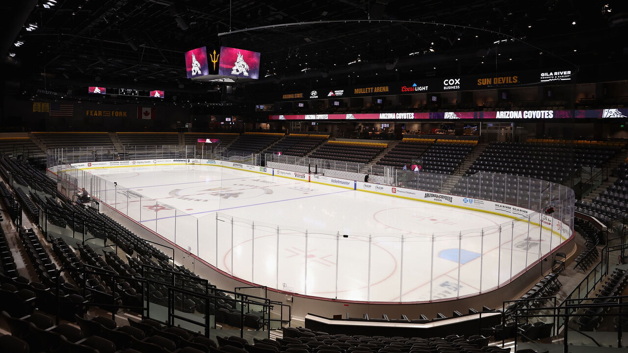 TEMPE, ARIZONA - NOVEMBER 20: General view inside of Mullett Arena before the NHL game between the Los Angeles Kings and the Arizona Coyotes on November 20, 2023 in Tempe, Arizona.