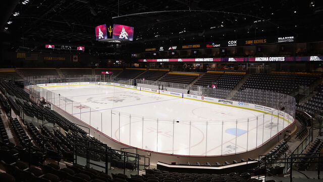 TEMPE, ARIZONA - NOVEMBER 20: General view inside of Mullett Arena before the NHL game between the Los Angeles Kings and the Arizona Coyotes on November 20, 2023 in Tempe, Arizona.
