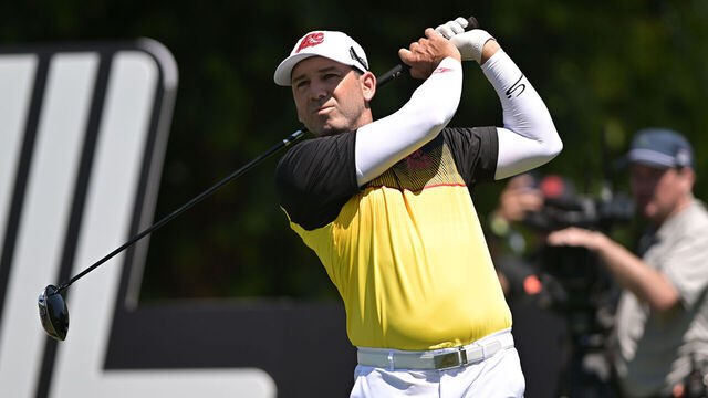 DORAL, FL - APRIL 06 Professional Golfer Sergio Garcia in action during LIV Golf Miami on April 6, 2024, at Trump National Doral Miami in Doral, FL.