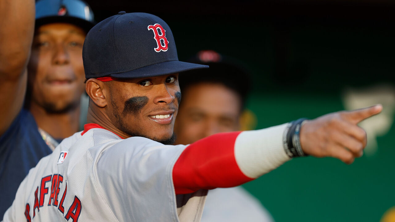 OAKLAND, CALIFORNIA - APRIL 01: Ceddanne Rafaela #43 of the Boston Red Sox looks on before the game against the Oakland Athletics at Oakland Coliseum on April 01, 2024 in Oakland, California.