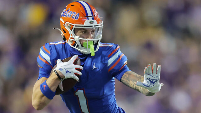 BATON ROUGE, LOUISIANA - NOVEMBER 11: Ricky Pearsall #1 of the Florida Gators runs with the ball against the LSU Tigers during a game at Tiger Stadium on November 11, 2023 in Baton Rouge, Louisiana.