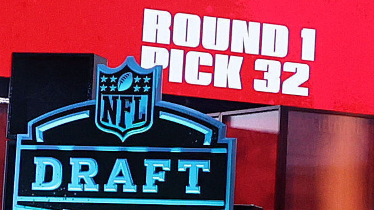 CLEVELAND, OHIO - APRIL 29: Joe Tryon is announced as the 32nd pick to the Tampa Bay Buccaneers during round one of the 2021 NFL Draft at the Great Lakes Science Center on April 29, 2021 in Cleveland, Ohio.