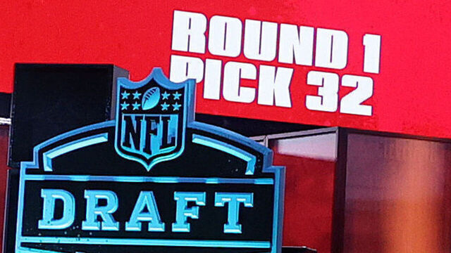 CLEVELAND, OHIO - APRIL 29: Joe Tryon is announced as the 32nd pick to the Tampa Bay Buccaneers during round one of the 2021 NFL Draft at the Great Lakes Science Center on April 29, 2021 in Cleveland, Ohio.
