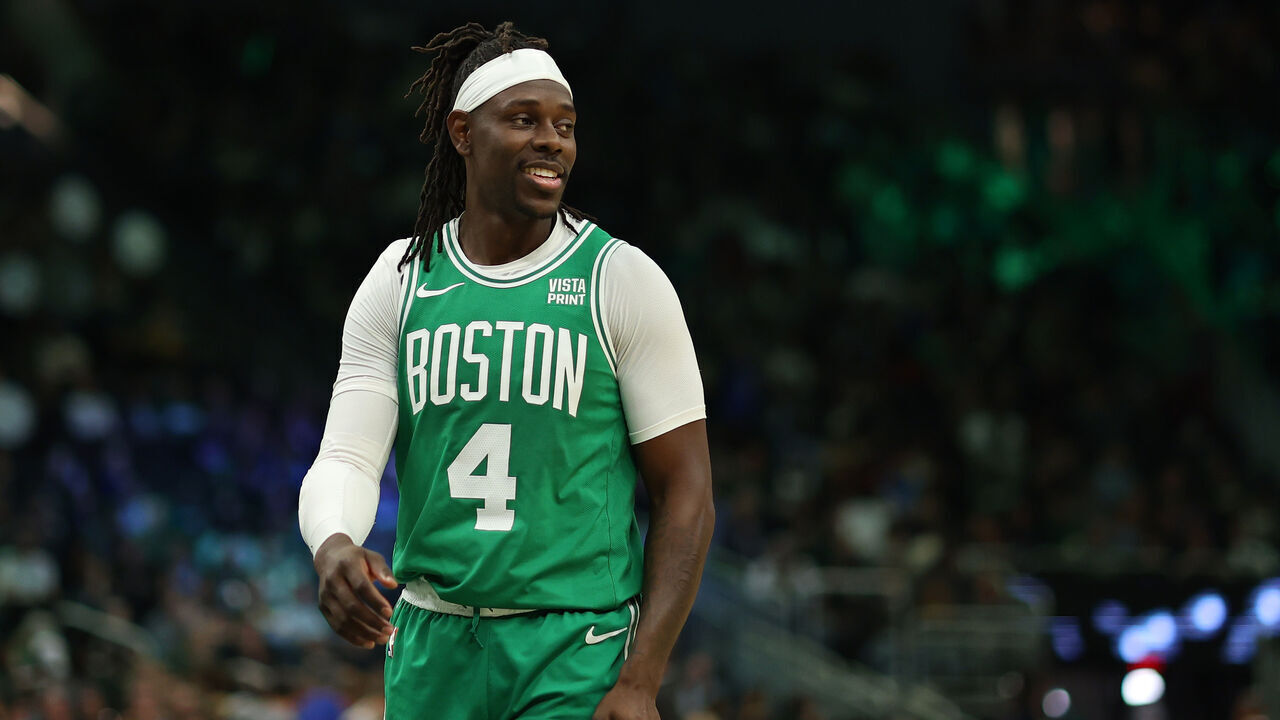 MILWAUKEE, WISCONSIN - APRIL 09: Jrue Holiday #4 of the Boston Celtics walks backcourt during the first half of a game against the Milwaukee Bucks at Fiserv Forum on April 09, 2024 in Milwaukee, Wisconsin.
