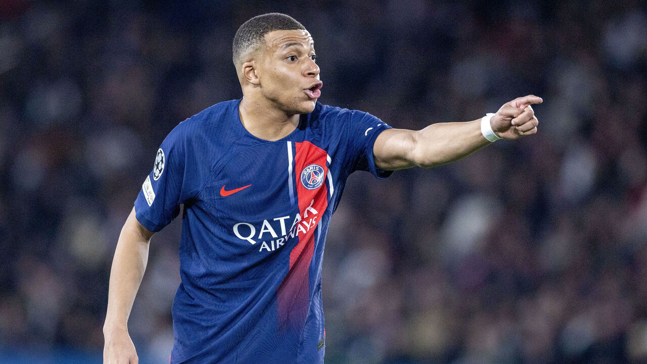PARIS, FRANCE - APRIL10: Kylian Mbappé #7 of Paris Saint-Germain during the Paris Saint-Germain V Barcelona, UEFA Champions League, Quarter-Final, first leg tie at Parc des Princes on April 10th, 2024 in Paris, France