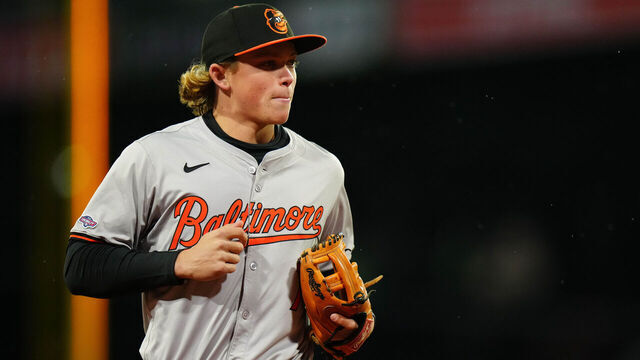 BOSTON, MA - APRIL 10: Jackson Holliday #7 of the Baltimore Orioles returns to the dugout at the end of the first inning during the game between the Baltimore Orioles and the Boston Red Sox at Fenway Park on Wednesday, April 10, 2024 in Boston, Massachusetts.