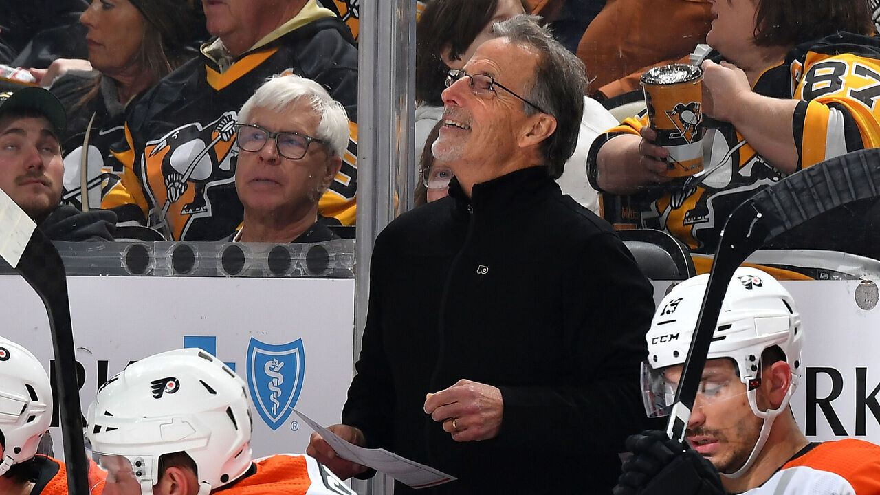 PITTSBURGH, PA - FEBRUARY 25: Head coach John Tortorella of the Philadelphia Flyers looks on during the second period against the Pittsburgh Penguins at PPG PAINTS Arena on February 25, 2024 in Pittsburgh, Pennsylvania.
