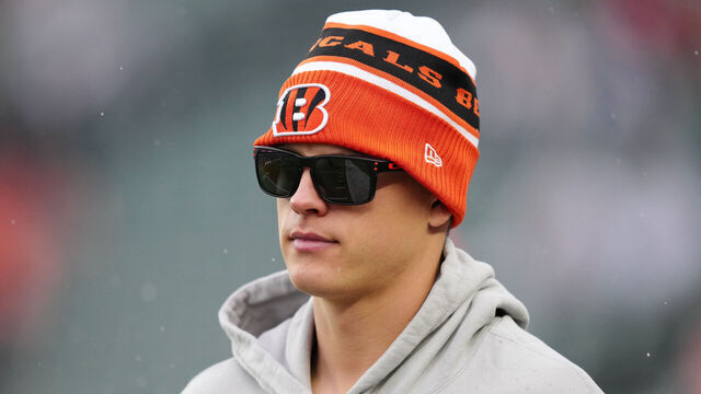 CINCINNATI, OHIO - NOVEMBER 26: Joe Burrow #9 of the Cincinnati Bengals walks across the field before the game against the Pittsburgh Steelers at Paycor Stadium on November 26, 2023 in Cincinnati, Ohio.