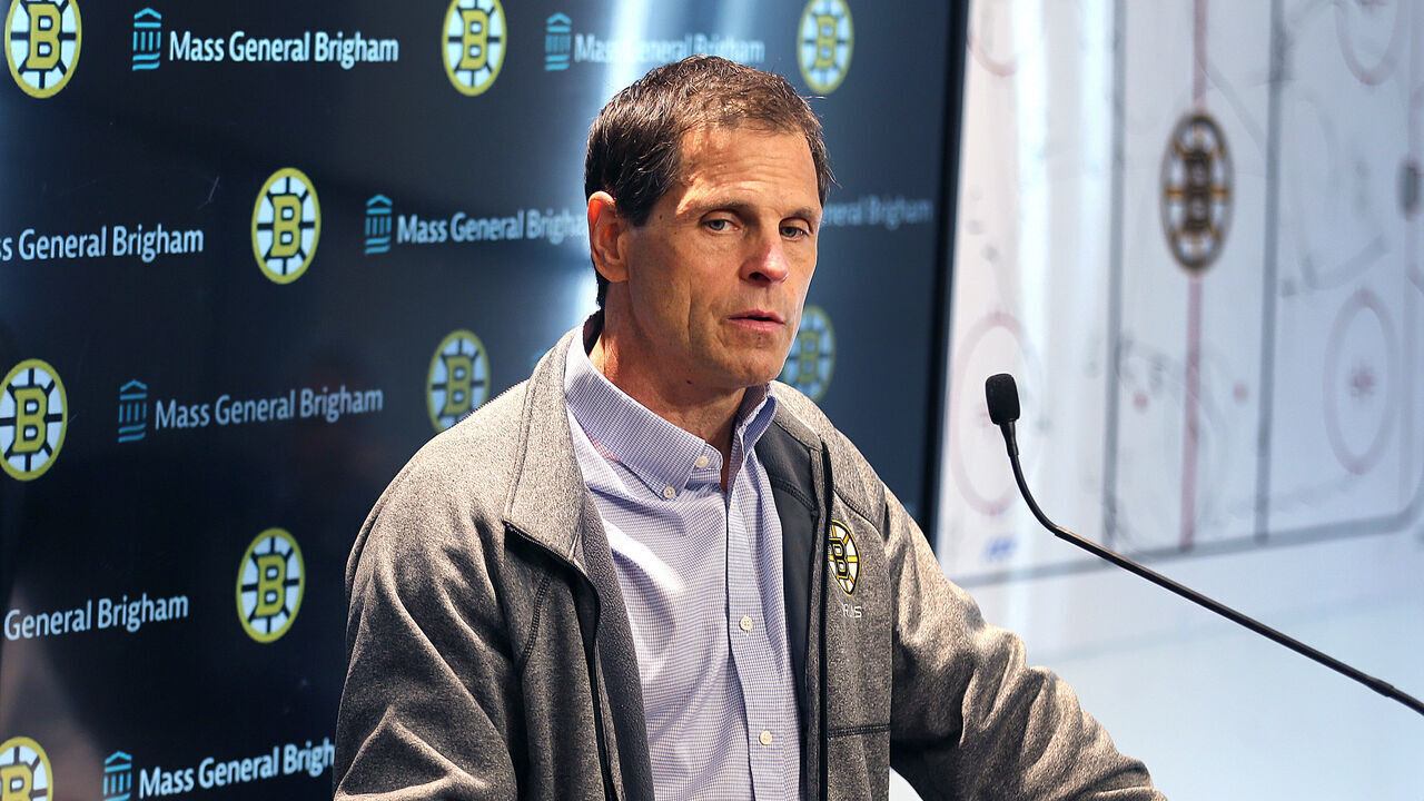 Boston, MA - September 20: Boston Bruins General Manager Don Sweeney speaks with the media.