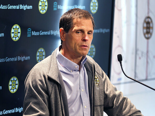 Boston, MA - September 20: Boston Bruins General Manager Don Sweeney speaks with the media.