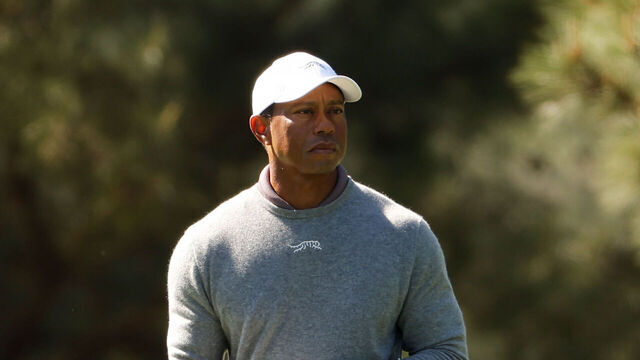 AUGUSTA, GEORGIA - APRIL 12: Tiger Woods of the United States walks the first fairway during the second round of the 2024 Masters Tournament at Augusta National Golf Club on April 12, 2024 in Augusta, Georgia.