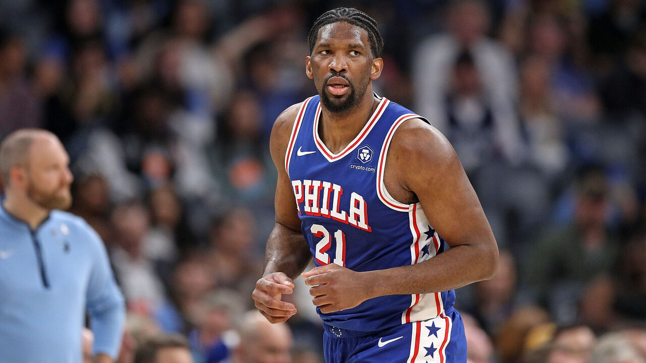 MEMPHIS, TENNESSEE - APRIL 06: Joel Embiid #21 of the Philadelphia 76ers during the game against the Memphis Grizzlies at FedExForum on April 06, 2024 in Memphis, Tennessee.
