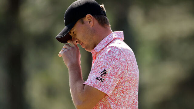 AUGUSTA, GEORGIA - APRIL 12: Jordan Spieth of the United States reacts on the seventh green during the second round of the 2024 Masters Tournament at Augusta National Golf Club on April 12, 2024 in Augusta, Georgia.